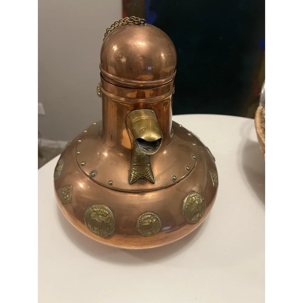 Vtg Middle East Copper / Brass Tea Pot Mystic Brass Creatures Approx 11" height - Picture 14 of 15